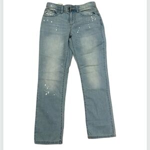 United Colors of Benetton Boys Relaxed Jeans Paint Splatter Light Blue Size 2XL
